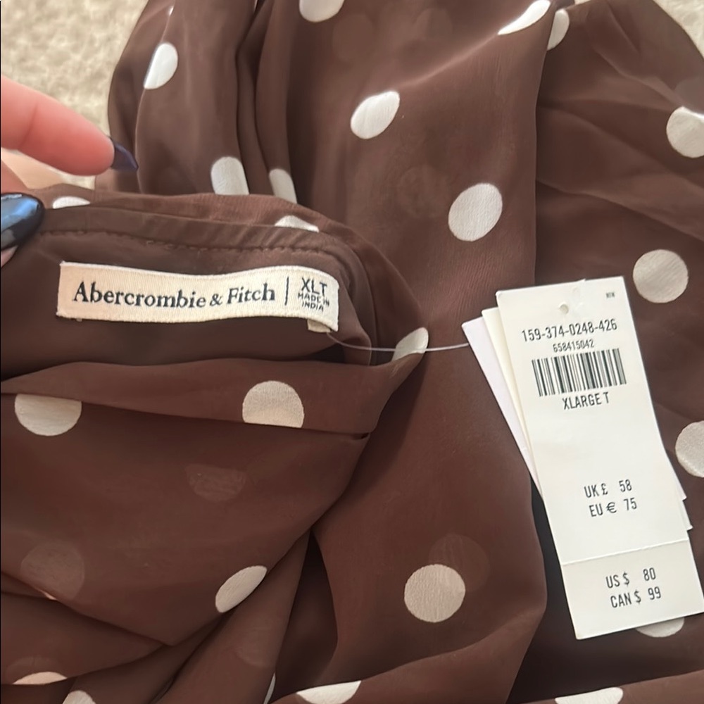 Abercrombie & Fitch Brown Polka Dot Dress XLT